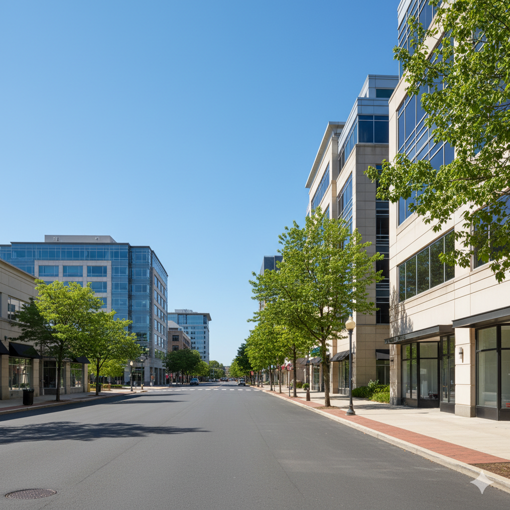 Modern office buildings in Westchester County